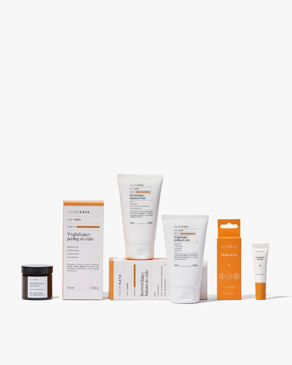 Zestaw prezentowy: peeling, balsam, olejek do ust i świeczka o zapachu słodkiej pomarańczy - Image 5