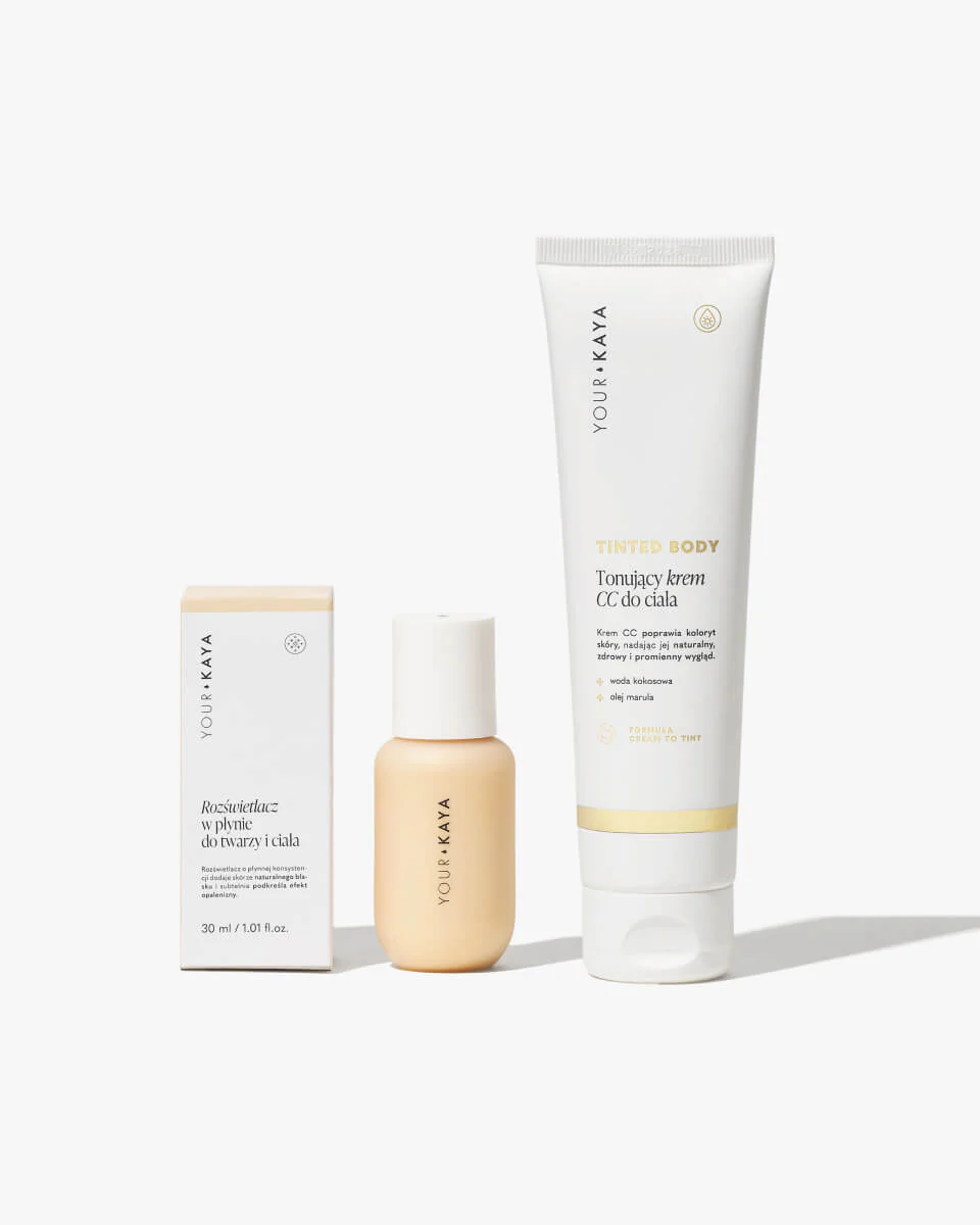 Zestaw SELF-TAN & GLOW: rozświetlacz w płynie i pianka/balsam/krem CC - Image 3